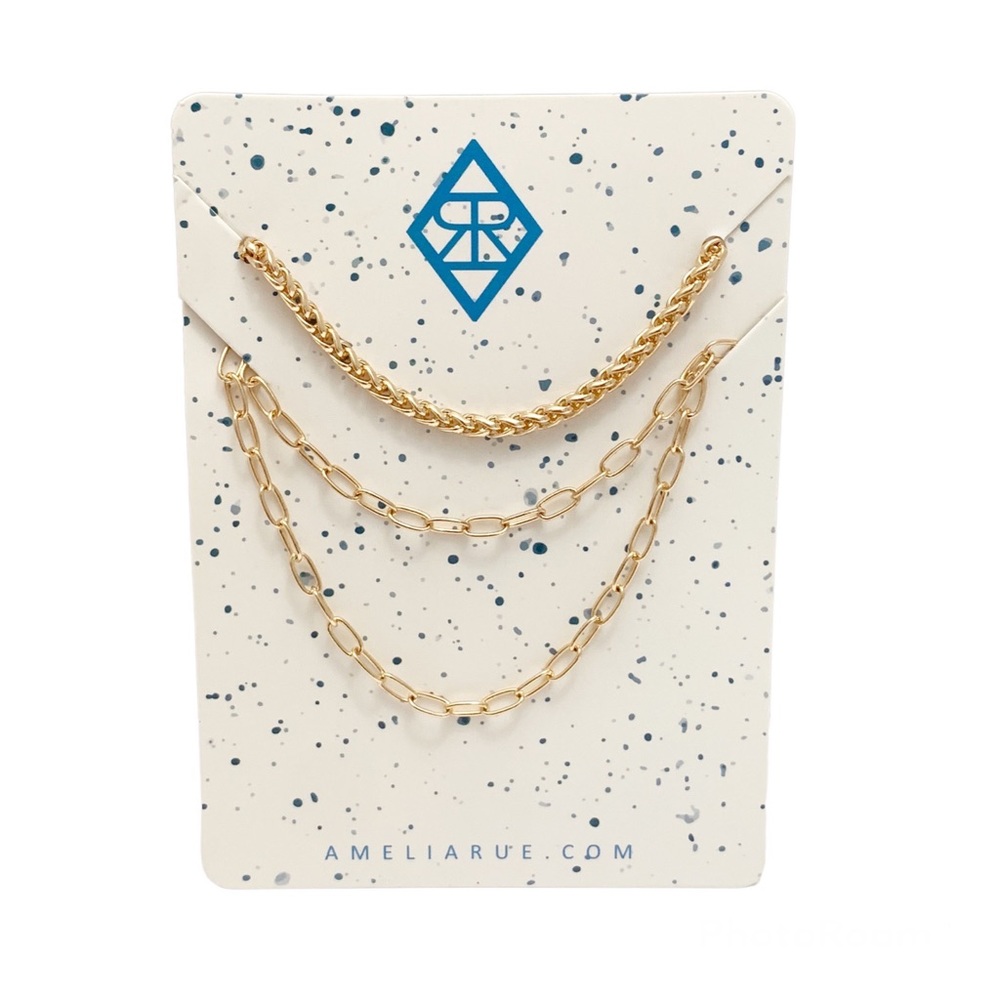 Amelia Rue NEW layering necklace set gold tone
